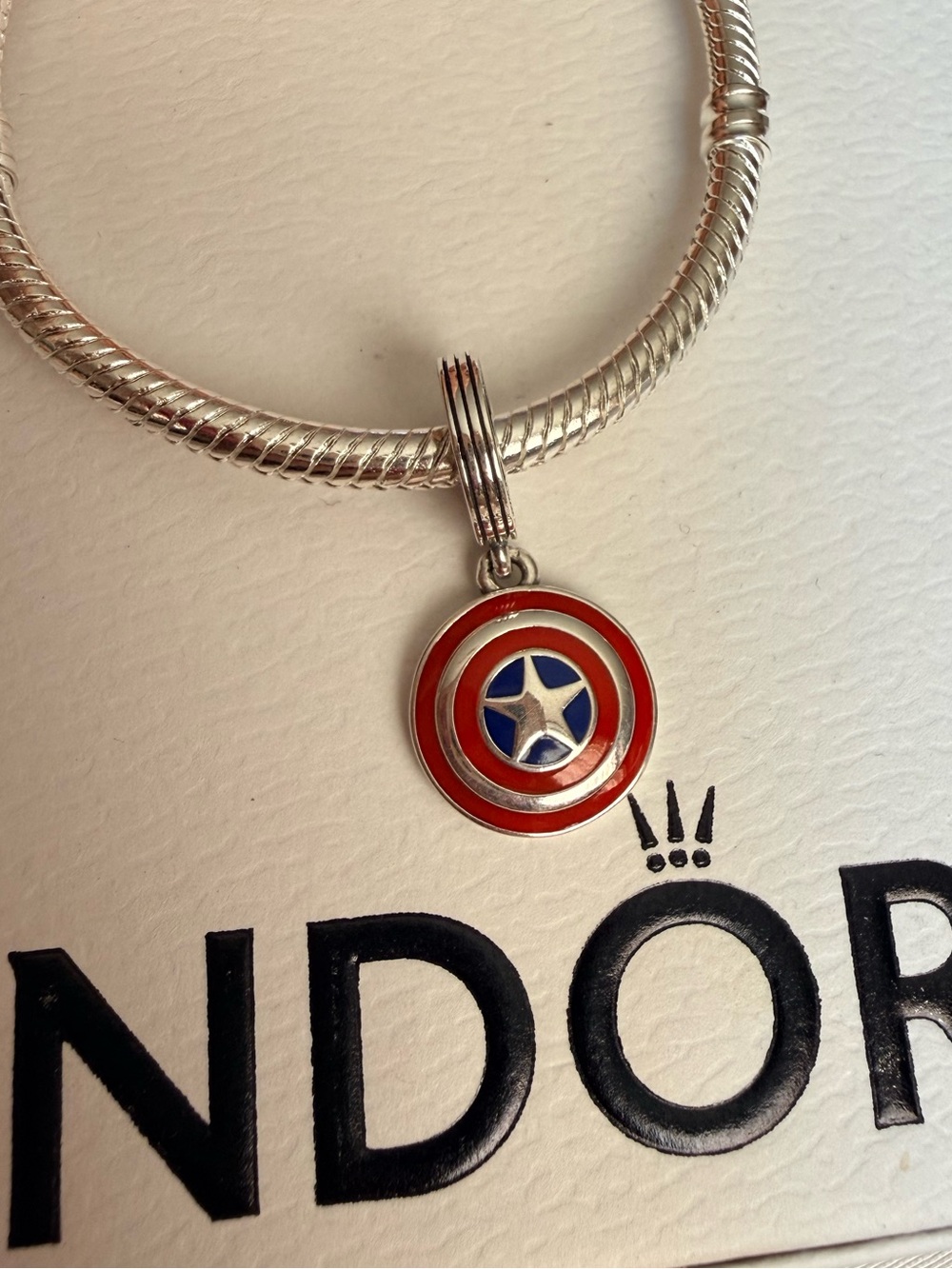Pandora Captain Shield Enamel Charm in Red, Blue and Silver